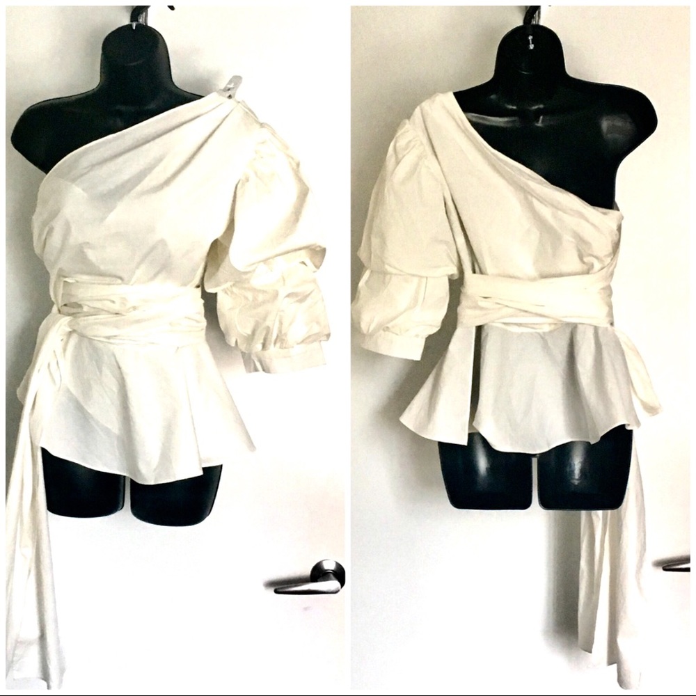 YOUNG 17  ❤️ ONE SHOULDER WRAP BLOUSE